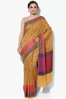 Mustard woven art silk sarees saree with blouse