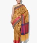 Mustard woven art silk sarees saree with blouse
