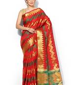 Red woven art silk sarees saree with blouse