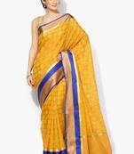 Yellow woven art silk sarees saree with blouse
