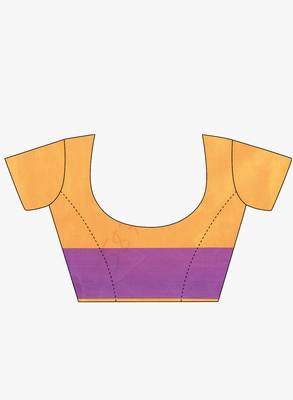Orange woven satin saree with blouse 4
