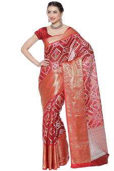 Maroon woven katan silk saree with blouse