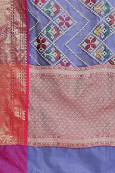 Blue woven katan silk saree with blouse