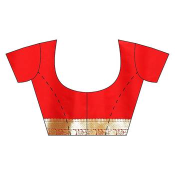 Red woven katan silk saree with blouse 5