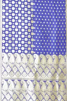 Blue woven satin saree with blouse