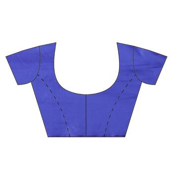 Blue woven satin saree with blouse 5