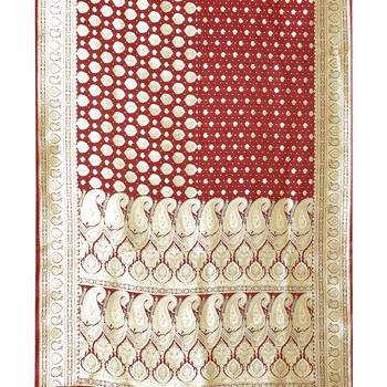 Maroon woven satin saree with blouse 3