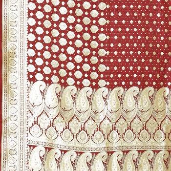 Maroon woven satin saree with blouse 4