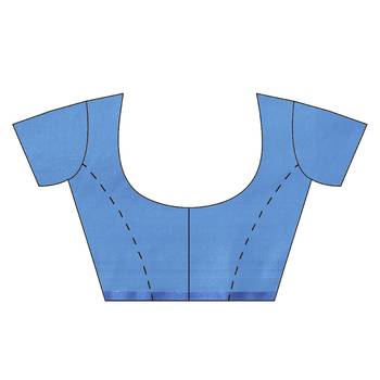 Blue woven satin saree with blouse 5