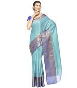 Blue woven art silk sarees saree with blouse