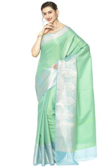 Green woven art silk sarees saree with blouse