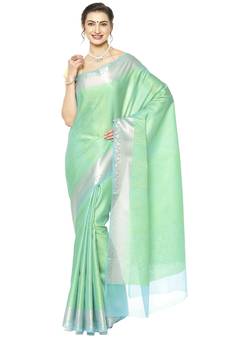 Green woven art silk sarees saree with blouse