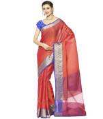 Orange woven art silk sarees saree with blouse