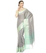 Grey woven art silk sarees saree with blouse