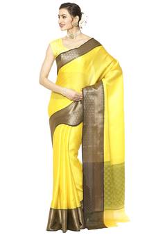 Beige woven art silk sarees saree with blouse