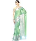Green woven art silk sarees saree with blouse