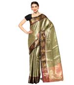 Green woven kanchipuram silk saree with blouse