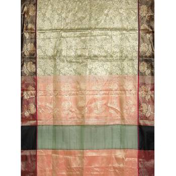 Green woven kanchipuram silk saree with blouse 3
