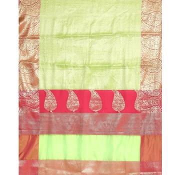 Brown woven Faux kanchipuram silk saree with blouse 3
