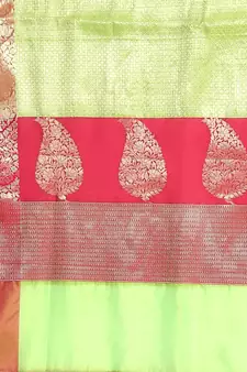 Brown woven Faux kanchipuram silk saree with blouse