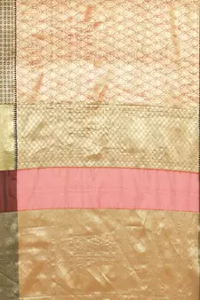 Beige woven Faux kanchipuram silk saree with blouse