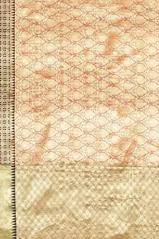 Beige woven Faux kanchipuram silk saree with blouse