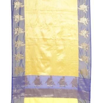 Beige woven Faux kanchipuram silk saree with blouse 3