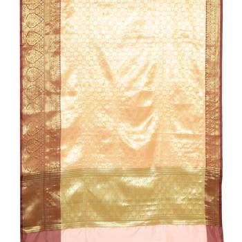 Brown woven Faux kanchipuram silk saree with blouse 3