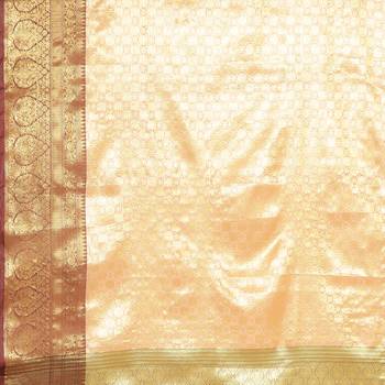 Brown woven Faux kanchipuram silk saree with blouse 4