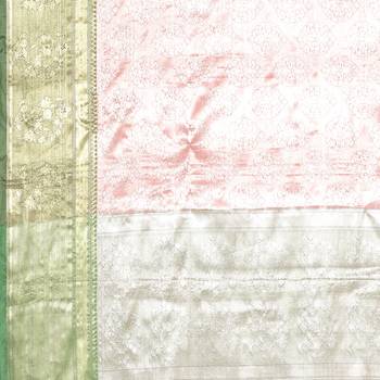 Pink woven kanchipuram silk saree with blouse 4