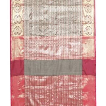 Black woven Faux kanchipuram silk saree with blouse 3