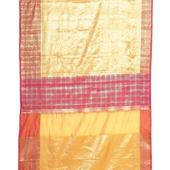 Beige woven Faux kanchipuram silk saree with blouse 3