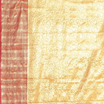 Beige woven Faux kanchipuram silk saree with blouse 4