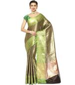 Black woven kanchipuram silk blend saree with blouse
