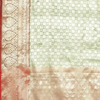 Green woven Faux kanchipuram silk saree with blouse 4