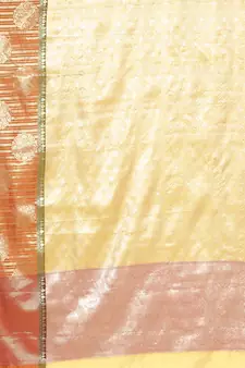 Beige woven Faux kanchipuram silk saree with blouse