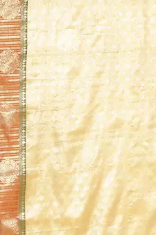Beige woven Faux kanchipuram silk saree with blouse