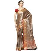 Beige woven Faux kanchipuram silk saree with blouse