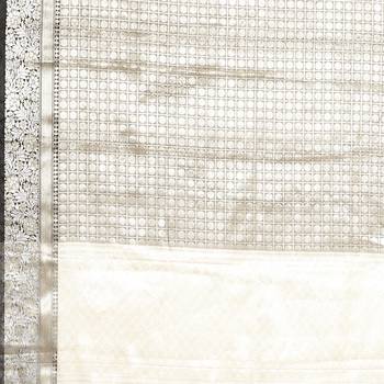 Beige woven Faux kanchipuram silk saree with blouse 4