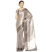 Silver woven kanchipuram silk saree with blouse