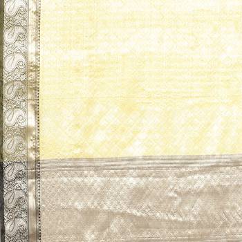 Beige woven Faux kanchipuram silk saree with blouse 4