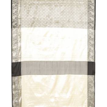 Black woven kanchipuram silk blend saree with blouse 3