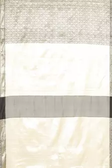 Black woven kanchipuram silk blend saree with blouse
