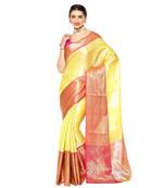 Beige woven kanchipuram silk saree with blouse