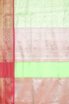 Green woven Faux kanchipuram silk saree with blouse