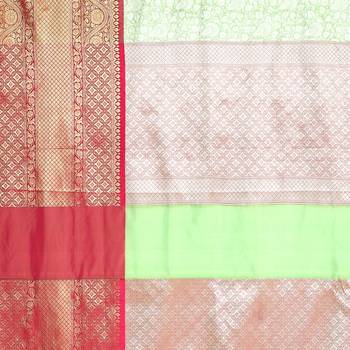 Green woven Faux kanchipuram silk saree with blouse 4