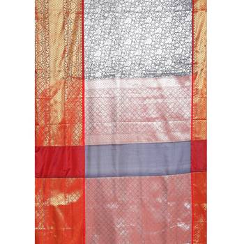 Blue woven Faux kanchipuram silk saree with blouse 3