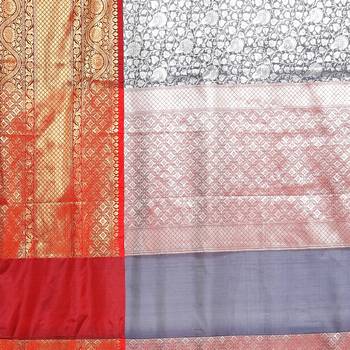 Blue woven Faux kanchipuram silk saree with blouse 4