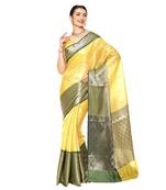 Green woven kanchipuram silk saree with blouse