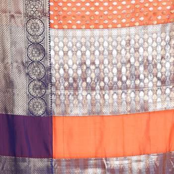 Orange woven Faux kanchipuram silk saree with blouse 4
